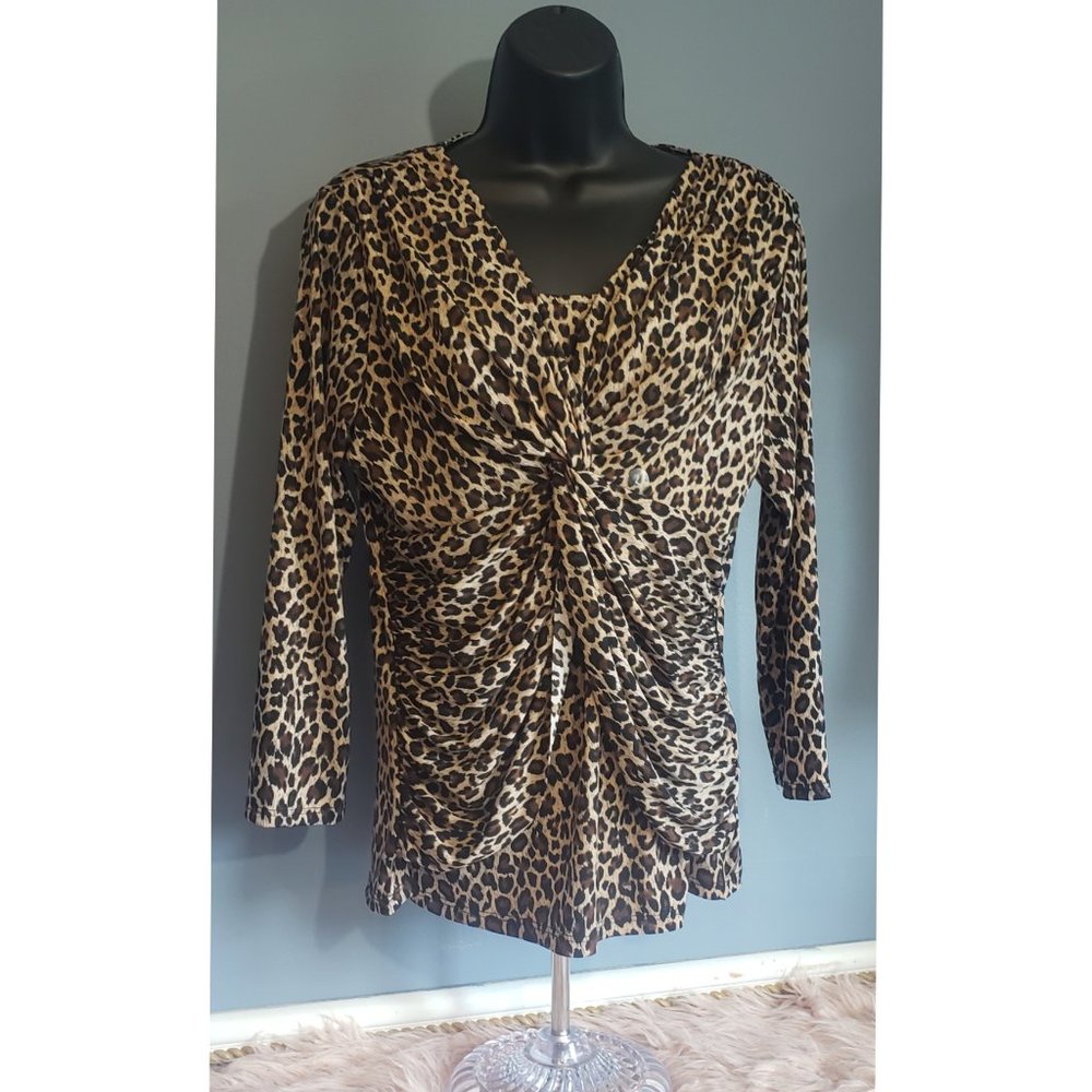 NWT NY&CO Animal Print Blouse- Large